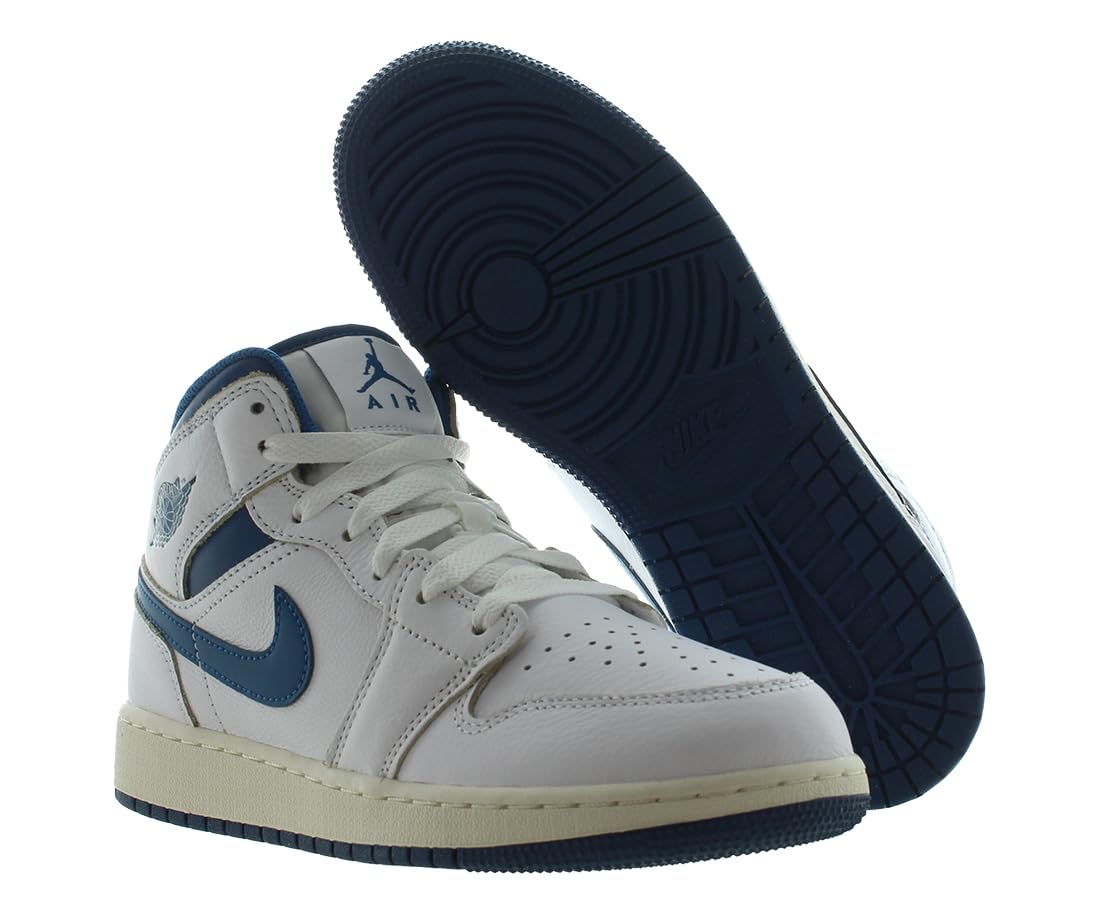 Jordan Big Kid's 1 Mid SE White/Industrial Blue-Sail (FN7432 141) - 4.5
