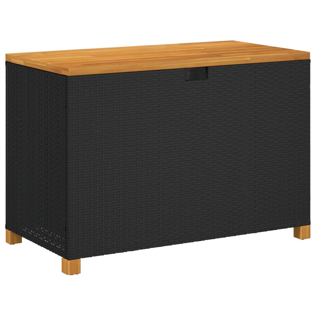 vidaXL Garden storage box Acacia wood rattan Black 110x55x63cm