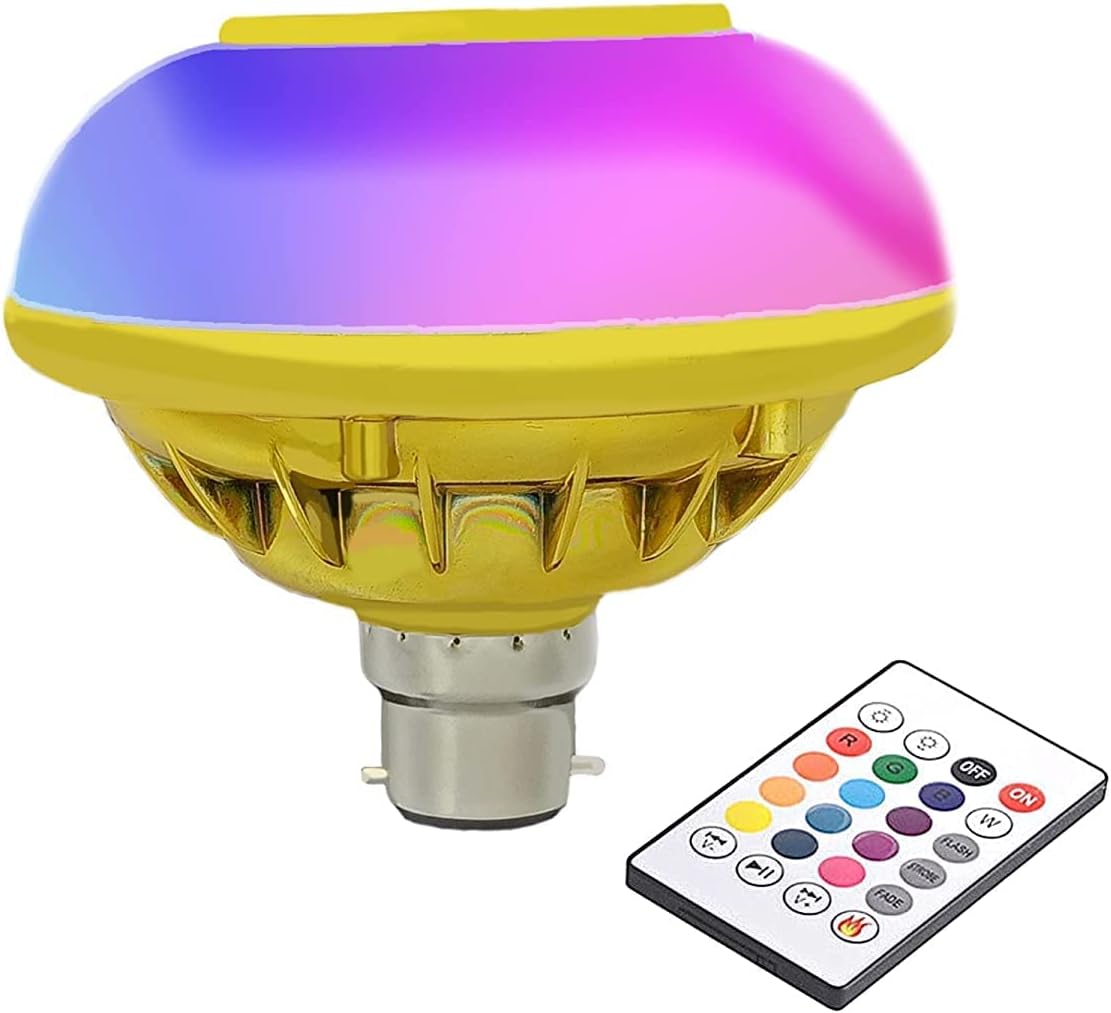 RSCT (2 Pack) Bluetooth Speaker Music Bulb Light With Remote 3 in 1 12W Led Bulb with Bulb B22 + RGB Light Ball Bulb Colorful with Remote Control for Home, Bedroom, Living Room, Party and Decoration (Pack of 2)