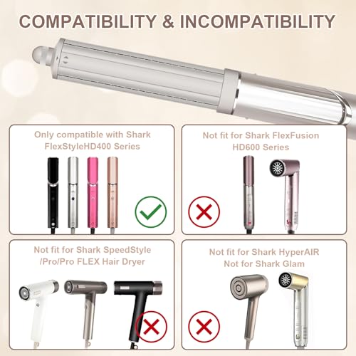 Image of 40mm /1.6 inch Hair Long Barrel Attachment Compatible with Shark FlexStyle HD400 Series, Adjustable Bidirectional Auto-Wrap Curling, for Bouncy Curls or Waves