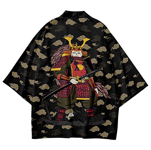 Image of LAI MENG FIVE CATS Women's Funny Cute Cat Cardigan Lightweight Kimono Loose Cover up Blouse Tops