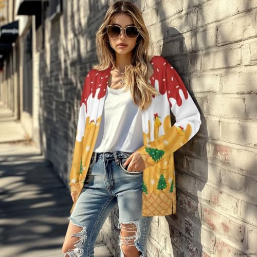 Image of Cardigan Sweaters for Women Long Sleeve Cardigan Soft Drape Open Front Fall Dusters V-Neck Jackets Dressy Loose Coat