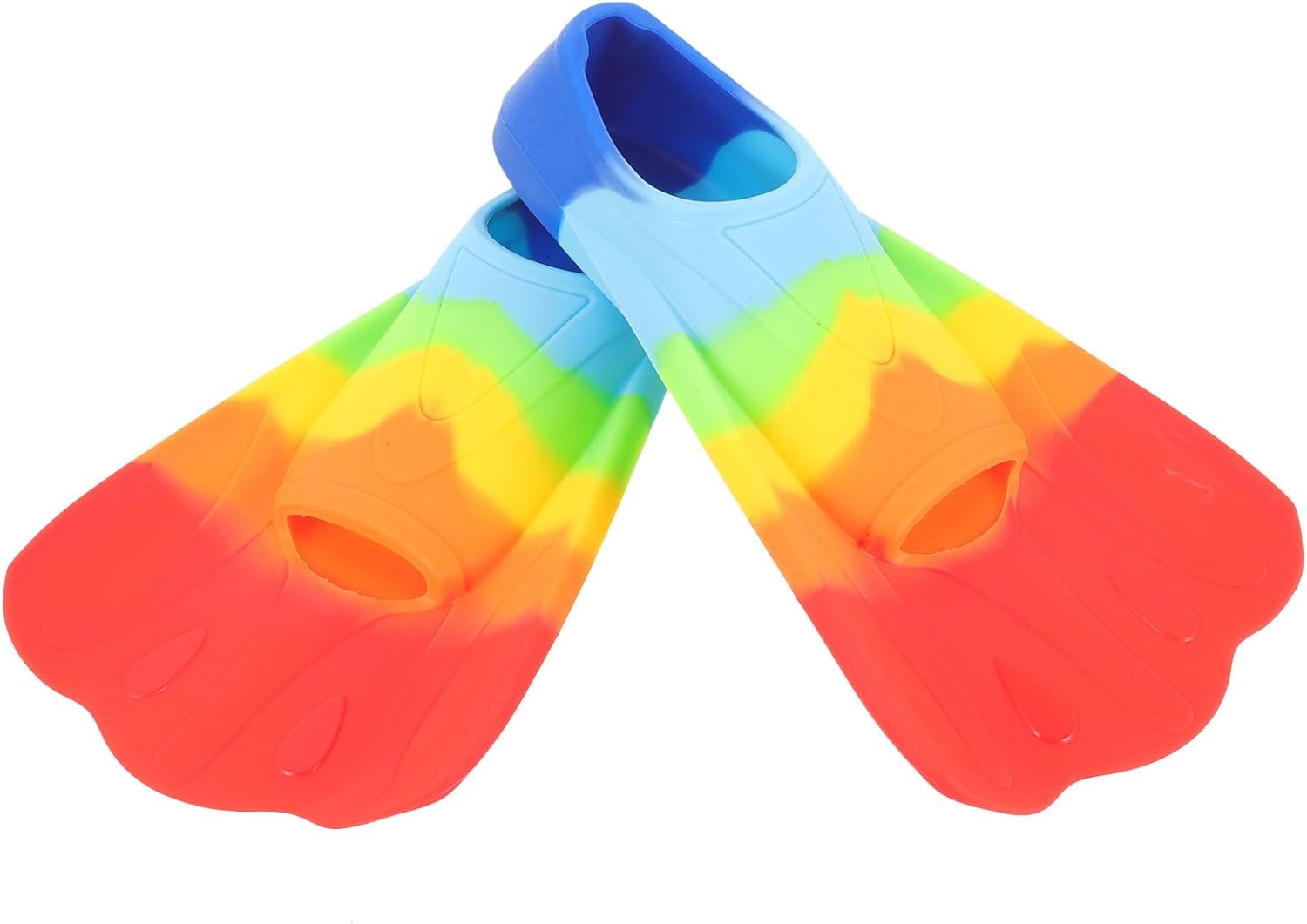 DOITOOL 1 Pair of Silicone Training Fins for Swimming, Short Lightweight Diving Flippers for Lap Swimming, Size 33-35, Colorful