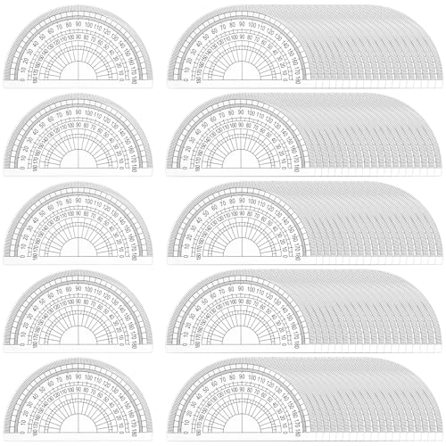 Nicunom 100 Pack Plastic Protractor 180 Degree Math Protractors Geometry Student Protractor, 4 Inches, Clear