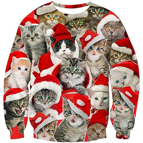 Goodstoworld Sudadera Navidad 3D Gato Navideño Cover