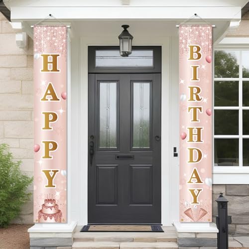 Image of Birthday Decorations Banner, Happy Birthday Door Sign for Men Women Boys Girls Ideal Birthday Decorations Party Supplies Outdoor Indoor 72 x 12 Inch