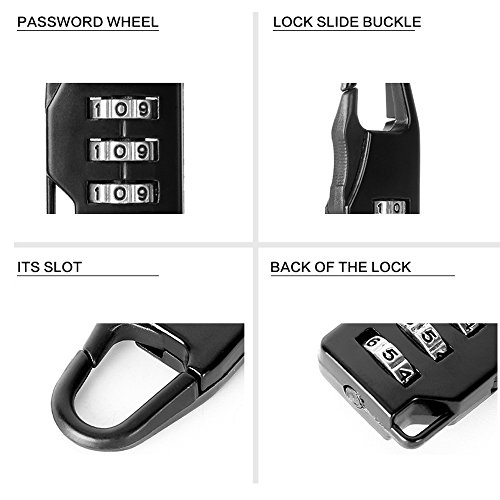 Image of 3-Digit Combination Lock of Zinc Alloy, The Small Safe Combination Padlock for Suitcases Luggage Briefcases Computer Bags Schoolbags Backpacks, Pack of 5