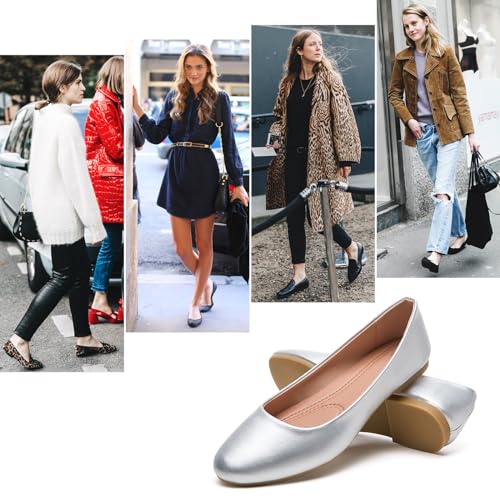 Image of Hash Bubbie Women's Flats Shoes Ballet Flats Dress Shoes Comfortable PU Leather Slip on Shoes for Women