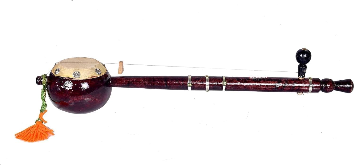 Elegantes, traditionelles Musikinstrument aus Holz im Kürbis-Stil, Iktara/Tumbi, zum Spielen von Musik und Dekorationen, ca. 55,9 cm.
