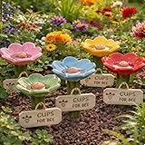 Bee Watering Station for Garden, Bee Water for Bees Garden, Flower-Shaped Ceramic Bee Watering Station, Hummingbird Feeder with Flower Design (5PcsMix)