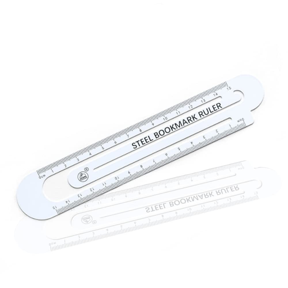 Metal Bookmark Ruler Multifunctional Ruler Metal Book Label Ruler Office Supplies Measuring Tool (White,15cm)
