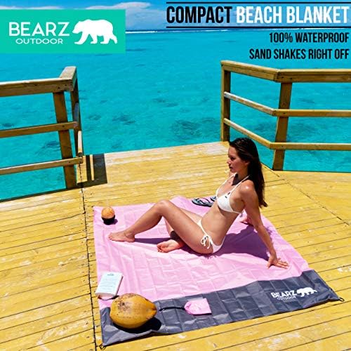 BEARZ Outdoor Pocket Blanket Waterproof Picnic Blanket - Lightweight Beach Blanket Sandproof, Foldable Hiking Camping Mat - Travel Gifts & Travel Accessories, Festival Accessories