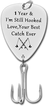 Anniversary Hook Gift for Him Her 1 Year & Im Still Hooked Fishing Lure Gifts Fisherman Gifts for Husband Boyfriend First Year Gift Wedding 1st Year Anniversary Hook Valentines Day Birthday Gift