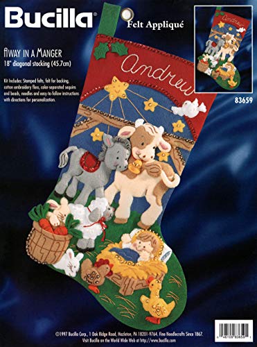 Chaussette en feutre Bucilla 83659 Away In A Manger à broder pour Noël