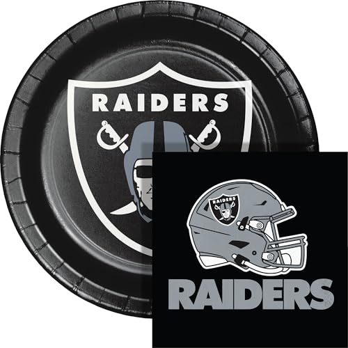 Trendware Las Vegas Raiders Paper Plate and Napkin Party Kit 72 ct Officially Licensed