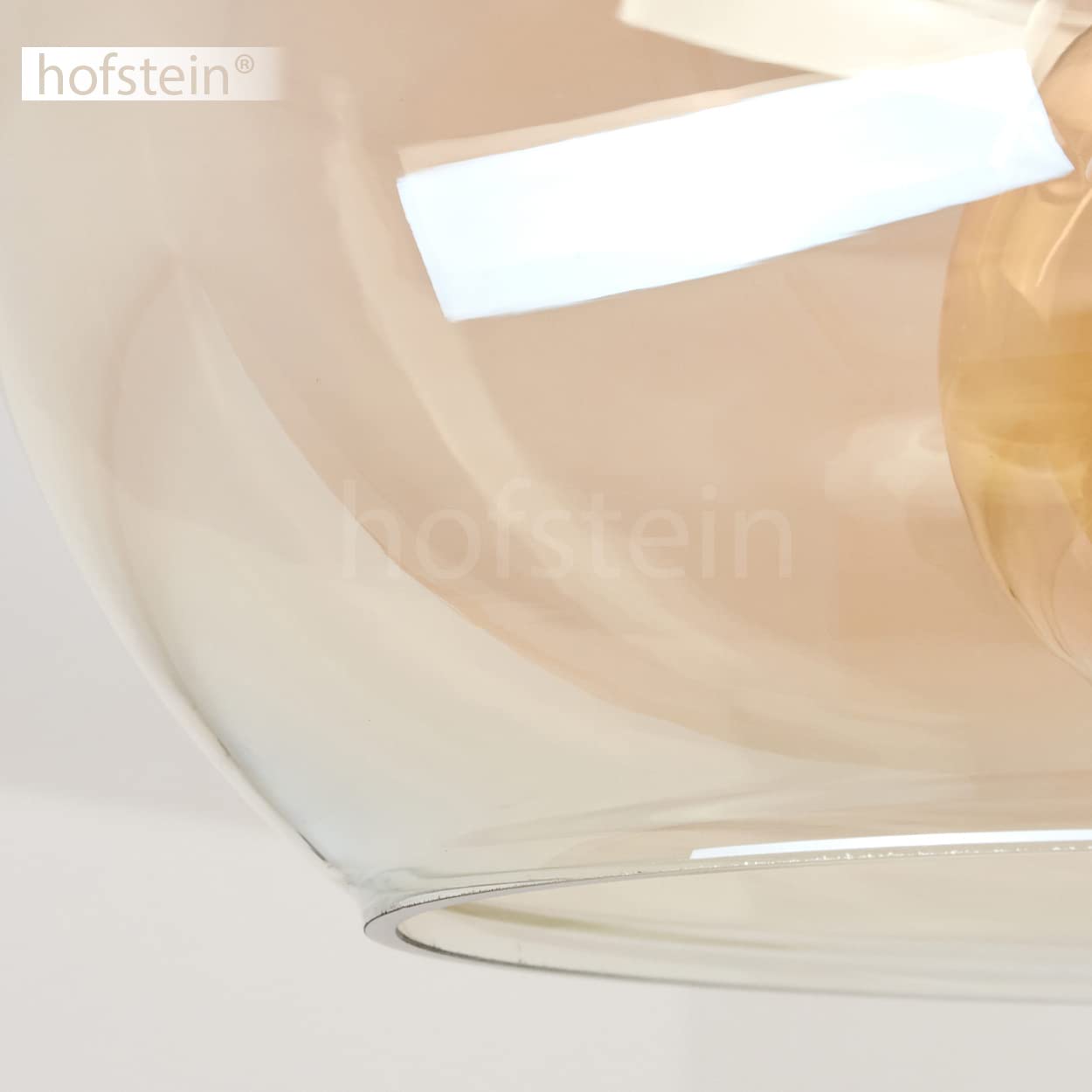 Lampada da soffitto Molloy, lampada da soffitto moderna in metallo/vetro in nero/ambra, lampada a 1 luce dal design retrò/vintage con paralume in vetro (Ø 31 cm), 1 x E27, senza lampadina/e