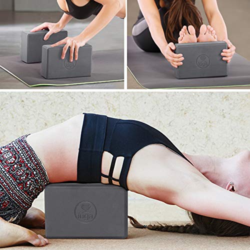 IUGA Yoga Block 2 Pack with Yoga Strap, High Density Yoga Blocks 9”x6”x3”to Improve Strength, Flexibility and Balance, Light Weight and Non-Slip Surface for Yoga, Pilates and Meditation - Image 7