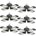 XINGHUANLIT LED Garage Lights 6 Pack - 120W Garage Lights Ceiling LED 12000LM with 4+1 Adjustable Panels, Garage Lighting 6500K Screw in E26 E27 Socket, for Workshop Shop Barn Basement