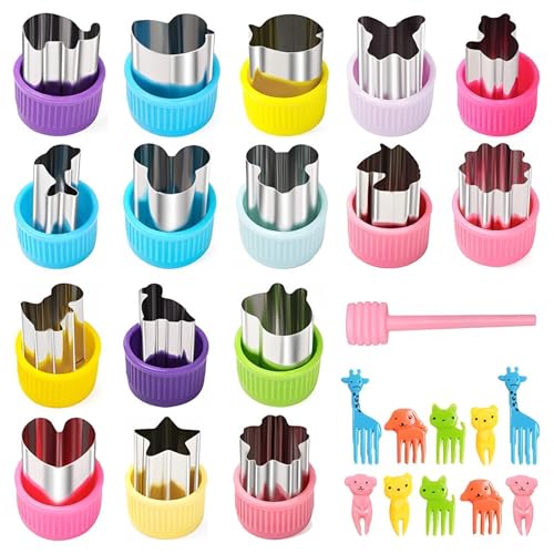 27 Stück Obst Gemüse Ausstechformen, Kinder Edelstahl Ausstecher Set mit Schutzgriff, Ausstechformen Gemüse Obst mit Food Picks, Mini Obstausstecher für Kuchen, Kekse, Sushi, Obst, Tortendekorationen 27 Stück Obst Gemüse Ausstechformen, Kinder Edelstahl Ausstecher Set mit Schutzgriff, Ausstechformen Gemüse Obst mit Food Picks, Mini Obstausstecher für Kuchen, Kekse, Sushi, Obst, Tortendekorationen