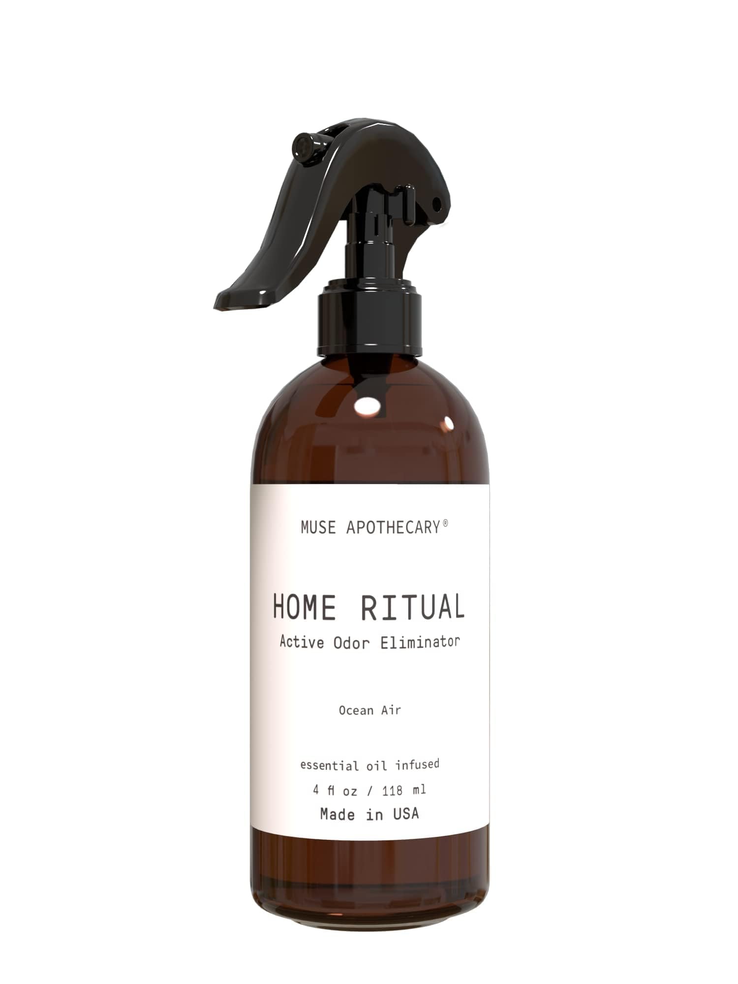 Muse Apothecary Home Ritual Active Odor Eliminator Spray - Furniture Deodorizer Spray & Bathroom Odor Eliminator for Home - Essential Oil Air Freshener - 4oz, Ocean Air