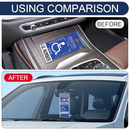 Rebvugr 4PCS Handicap Placard Holder, Disability Placard Holder for Car, Ultra Transparent Disabled Permit Protective Cover with Large Hanger, Handicap Parking Sign Protector for Disabled Person