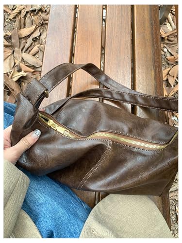 Image of Floerns Women's Soft PU Leather Crossbody Bag Vintage Slouchy Hobo Bag with Zipper
