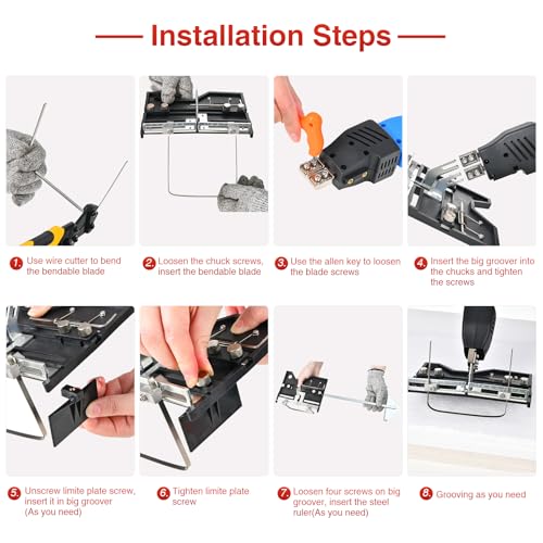 NLBFOU Electric Hot Knife Kit for Grooving/Sculpting/Cutting (5 Blades) Air Cooled 200W 110-120V Pro Slotter Foam Cutting Tool Styrofoam Cutter for XPS, EPP, EPS, EVA, EPE, KT Board, Sponge - Image 7