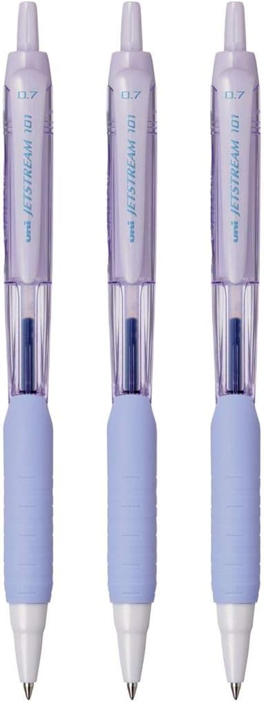 uni-ball Jetstream SXN-101FL-07 Roller Ball Pen | Lavender Body, Blue Ink, Pack of 3
