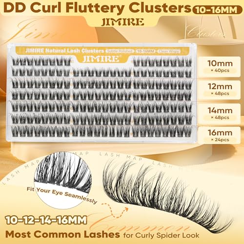 Image of Spider Lash Clusters Wispy Natural Eyelash Clusters CC Curly Breeze Lashes Clusters Fluffy Lashes Extensions 10-16MM Cluster Eyelash Extensions for Clean Baddie Makeup Look 160Pcs