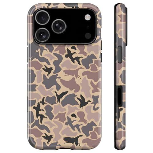 Case for iPhone 17 Pro Max,Duck Camo Camouflage Hybrid 2 Layer Hard Shell Silicone Protective Pattern Design Phone Case for Women Boy
