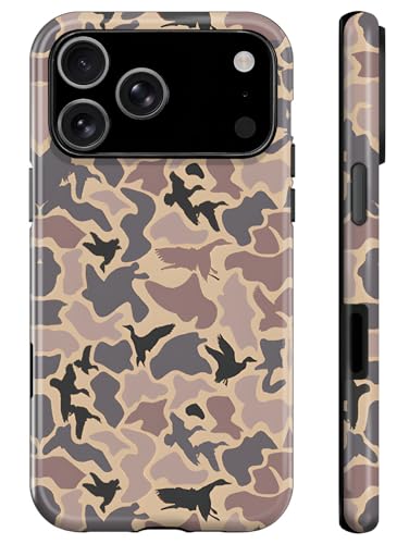 Case for iPhone 17 Pro Max,Duck Camo Camouflage Hybrid 2 Layer Hard Shell Silicone Protective Pattern Design Phone Case for Women Boy