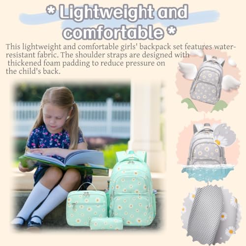 3Pcs Daisy Prints Backpack Set