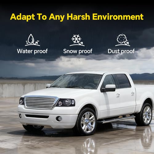 Image of GRAND ORANGE Headlight Assembly Compatible with Ford F150 2004 2005 2006 2007 2008 / Fit Lincoln Mark LT 2006-2008 Driver & Passenger Side Headlamp Smoke lens Black Houing Clear Reflector