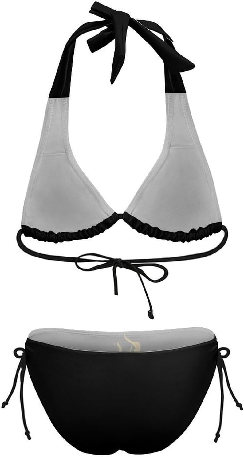 Fire Basketball Ball Flaming Novelty Women's 2 Piece String Bikini Set Swimsuits Bathing Suit Swimwear