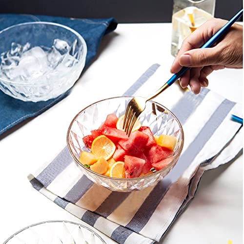 Serving Bowls, 6 Pcs Medium Diamond Salads Bowls, Serving Dishes, Cooking Round Clear Glass Bowl for Snack, Spices, Dipping, Jam, Creams, Salads, Dessert, Rice - Image 6