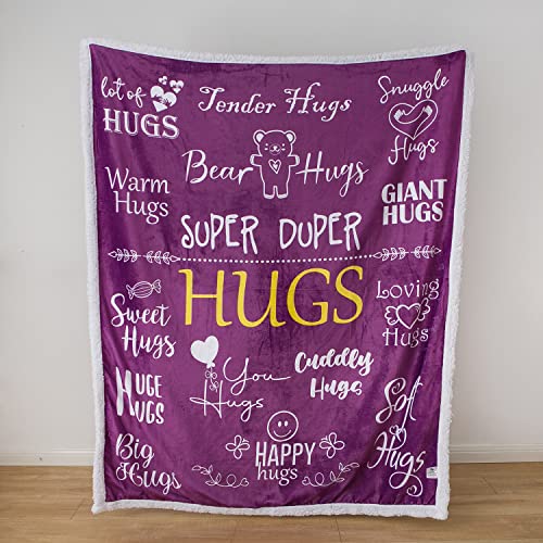 Piwaka Hug Blanket Gifts For Loved One - Cosy Sherpa Fleece Blanket In Purple | Machine Washable Plush Blankets - Heartwarming Gifts - Sentimental Gifts - Get Well Soon Gifts For Women #TOP6