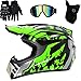 Produktbild SHUAIG Motocross Helm,MTB Helm Fullface Kinder,Motorradhelm Kinder Für Jugendliche Und Erwachsene MTB Helm ATV Cross Helm Downhill Helm,mit Brille Handschuhe Maske (Green,M)