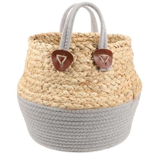 Image of TOYANDONA Grass Storage Bin Clothes Hamper Quilt Storage Basket Medium 22x26cm Grass Sturdy Non-deformation for Clothing and Blankets Home Laundry Room Organization
