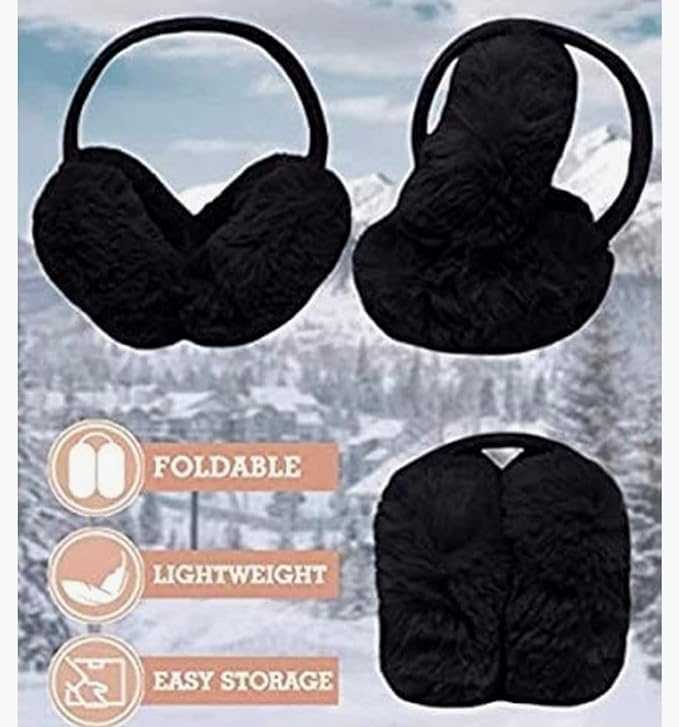 Image of Girl Winter Earmuffs Outdoor Wear Soft Faux Fur Plush Ear Warmer Minnie Design Windproof Woolen Warm Ear Muff Men & Women (Freesize)