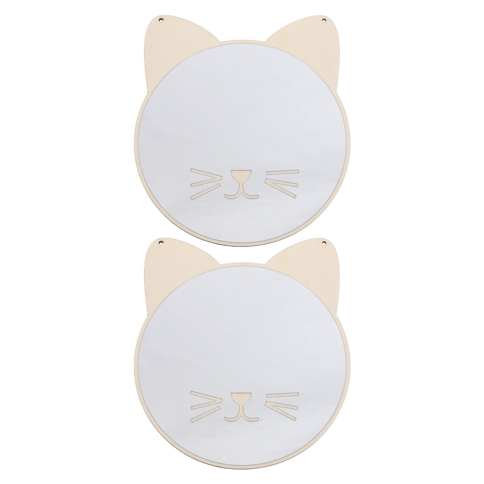 Miroir acrylique incassable chat en bois lot de 2 pour chambre enfant