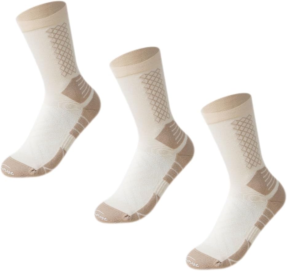 Women's 3 Pairs Color Block Cotton Socks Soft Cotton Versatile for Hiking Workouts Everyday Use US Size 4.5 to 8