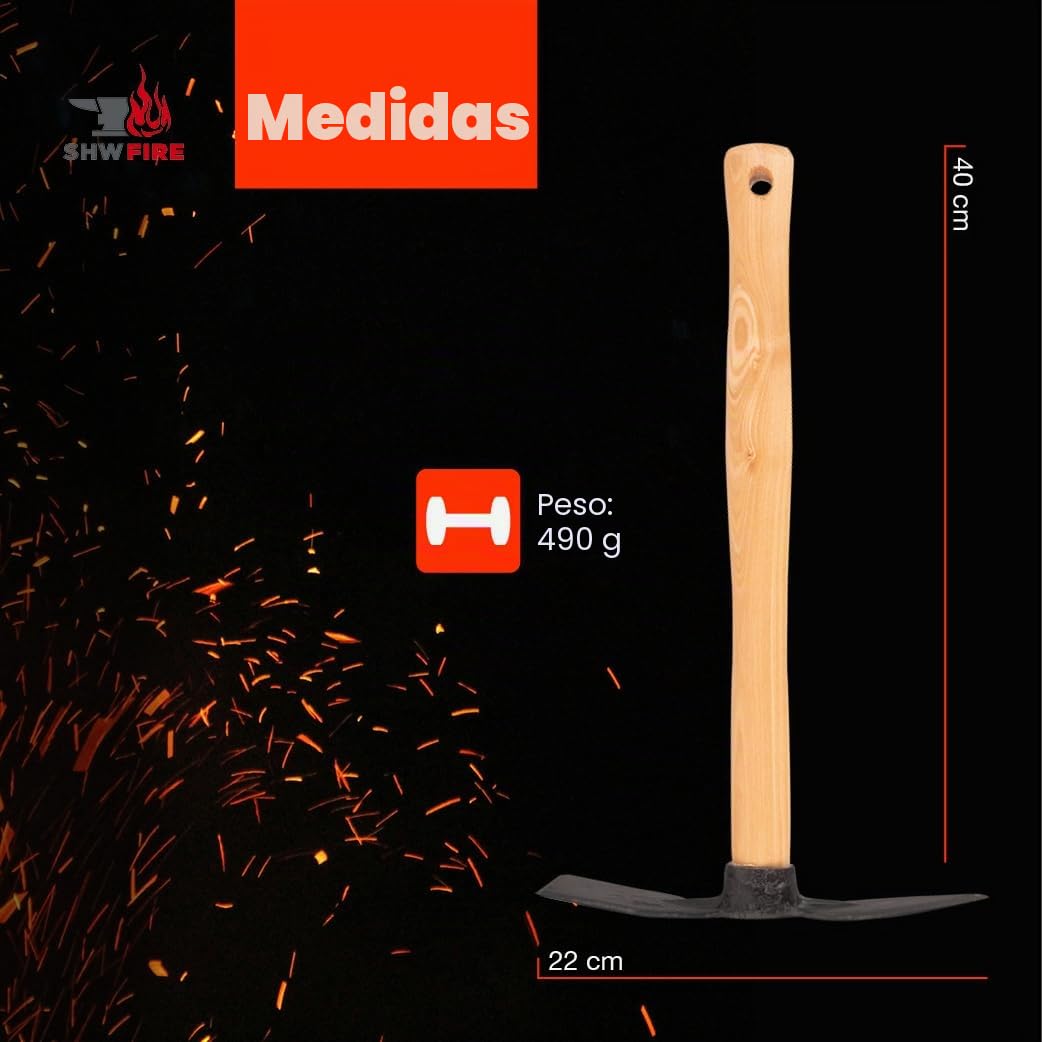 Azada de mano, azada forjada estable para el jardín, hoja ancha y corazón, mango ergonómico corto de 40 cm de SHW-FIRE