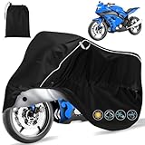 Motorcycle Covers, Waterproof Outdoor Motorbike Cover All Season Sun Protection with Lock-Holes&Storage Bag Rain Snow Windproof Dustproof Universal Fit Motorbikes Vehicle Moped Cover 96.5' x 41' x 50'