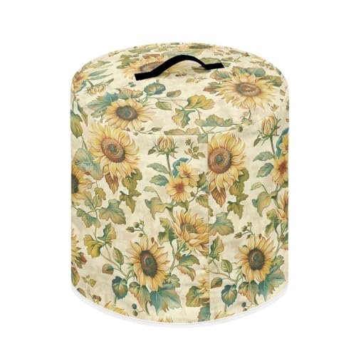 Image of Retro Sunflowers Patterns 3-Quart Air Fryer Dust Cover | Reusable Dustproof Gadgets for Use in All Styles of Kitchens Decor Kitchen Accessories 8 Quart for Picnic