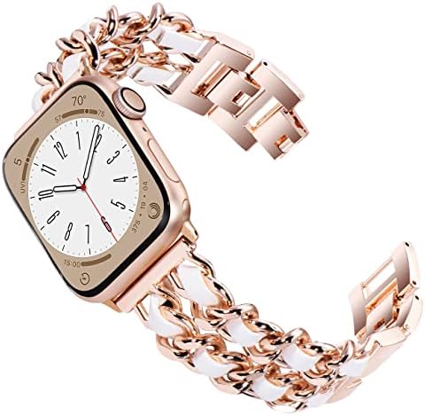 KADES Compatible with Apple Watch Strap Series 8 41mm, Women Stainless Steel Strap Link Bracelet Replacement Wristband for iWatch Strap 41mm 40mm 38mm Series 8 7 SE 6 5 4 3 2 1, Silver