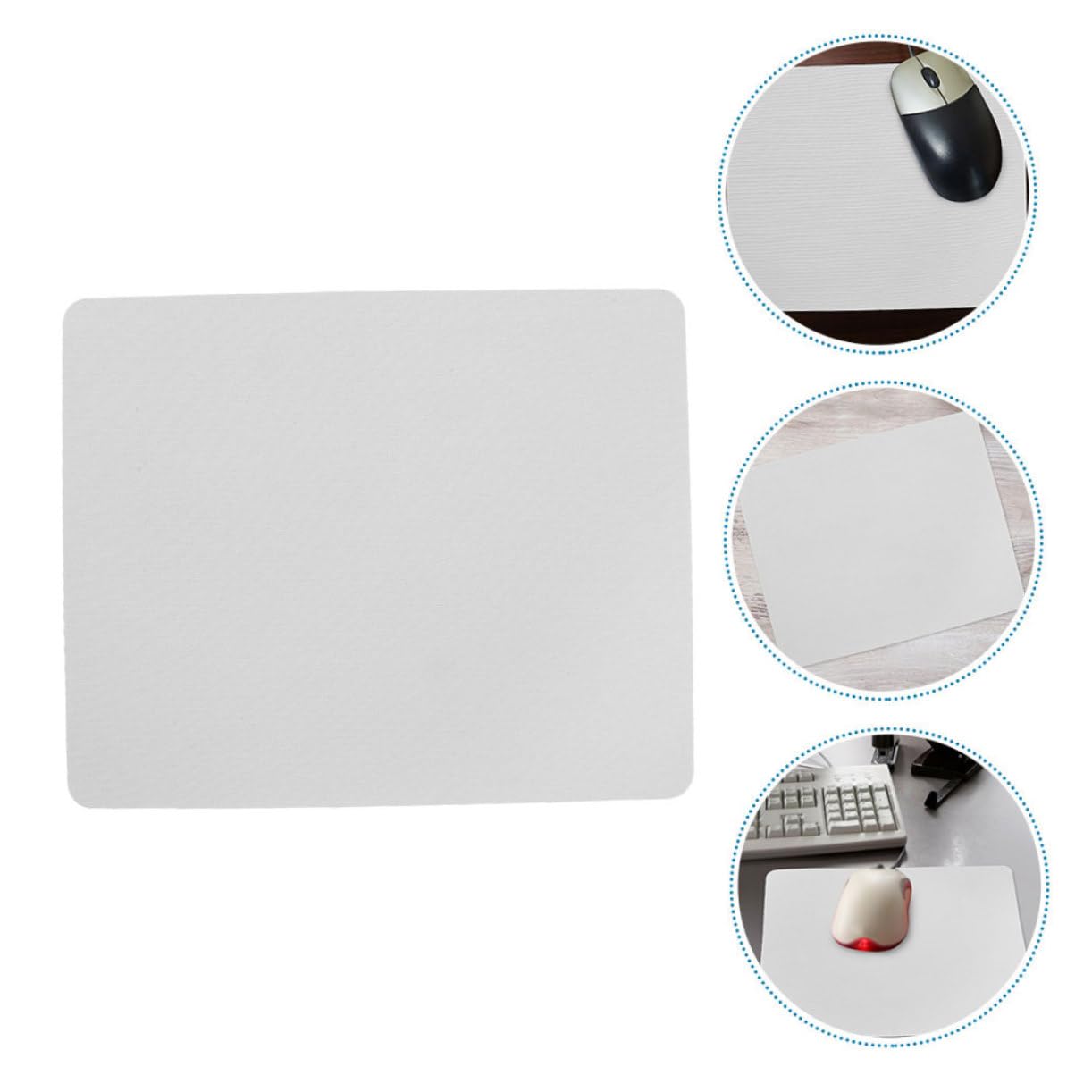 Tappetino Mouse per Sublimazione Bianco 20 Pezzi in Gomma | Festa Scuola Decor, Desktop e Keyboard, per Working e Gaming, Design DIY Blank