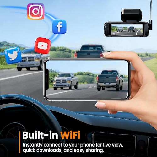 4K Dash Cam Front with Built-in WiFi, Dash Camera for Cars, 32GB Card Included, Super Night Vision Dash Camera, Loop Recording Car Camera, G-Sensor, 24H Parking Monitor, Supports Up to 256GB by javiscam - Used condition - Image 8