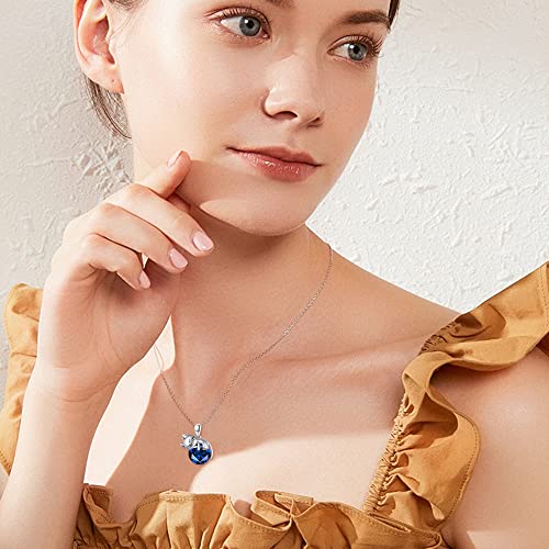 LONAGO Cat Necklace with Birthstone 925 Sterling Silver Cat Pendant Necklace Gift for Women4