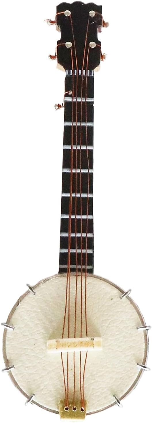Miniature Banjo Magnet Wooden Banjo Refrigerator Magnets Mini Musical Instrument Replica Fridge Magnet Collectible Figurines Home Decoration Display Ornament Birthday Gifts (Banjo, 3.94")