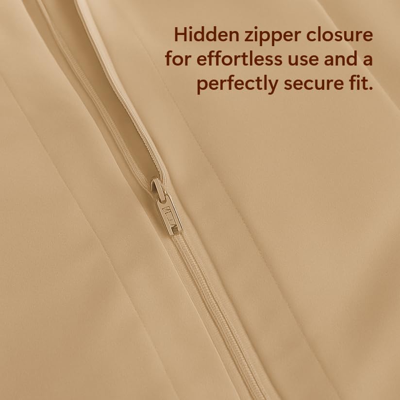 Miniatura 5 de Peru Pima Juego de funda de edredón - IndividualIndividual XL, 100% algodón Pima peruano, Percal, 285 hilos, refrescante y transpirable, cremallera